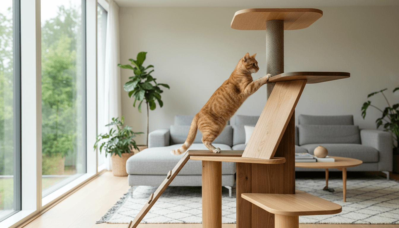 Lightweight cat sun bed in natural fabric