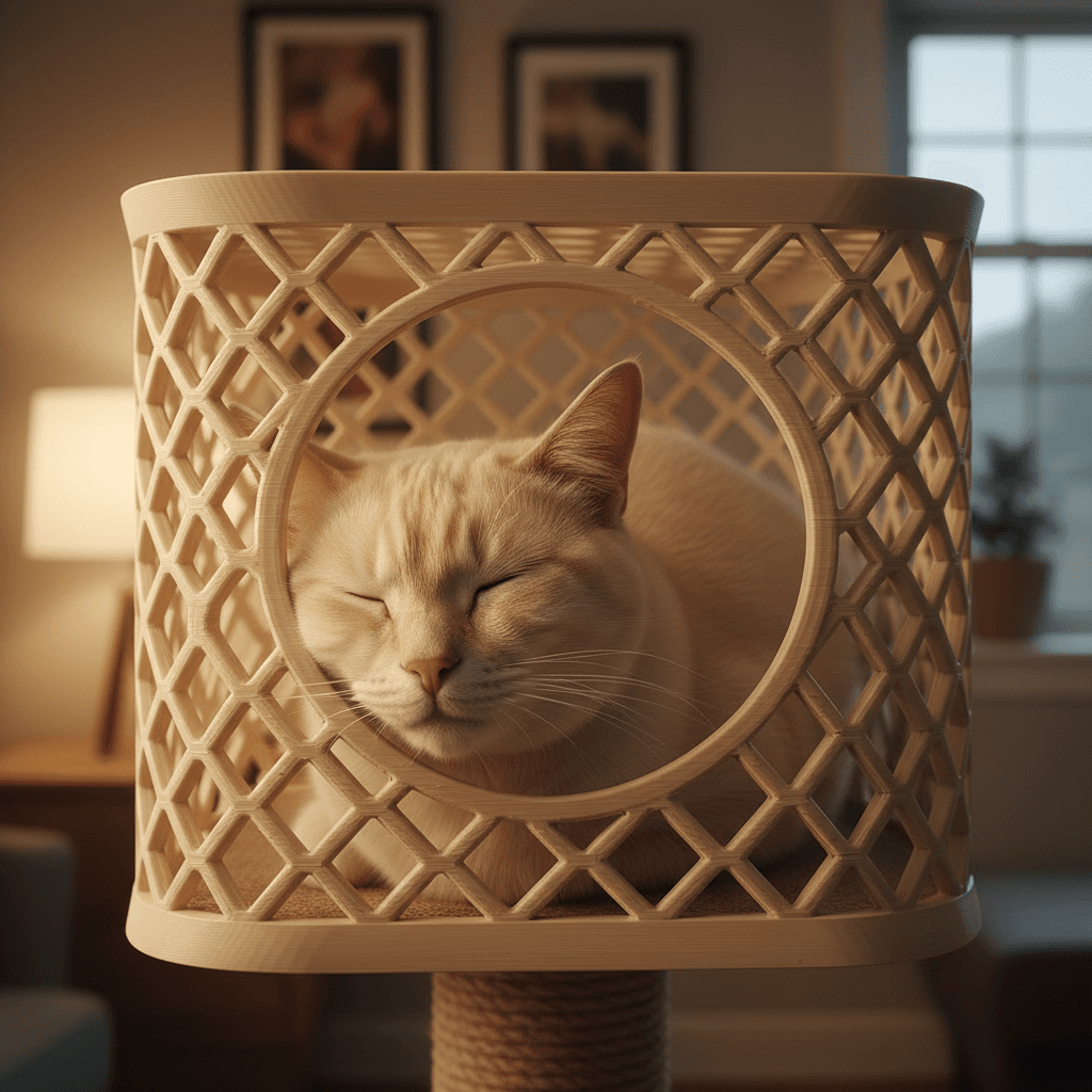 Cat sleeping soundly on a Sunny Paws sun bed
